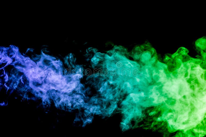 Colorful smoke of pink and blue on a black isolated background. Background from the smoke of vape. Colorful smoke of pink and blue on a black isolated background. Background from the smoke of vape