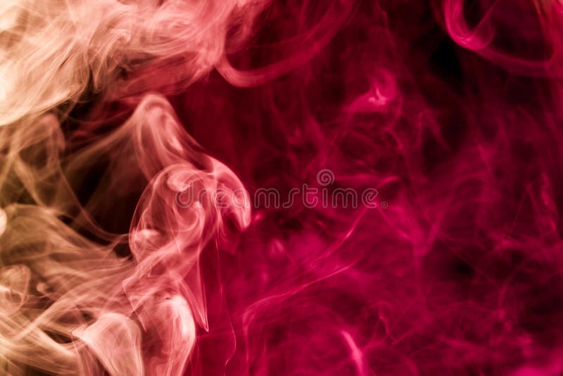 Dense multicolored smoke of red and pink colors on a black background. Background of smoke vape