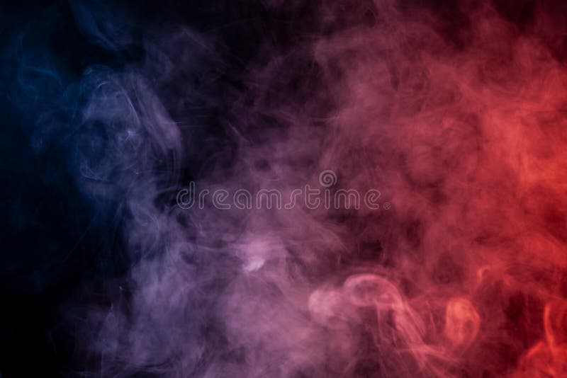 Red, blue and white smoke on black background. Red, blue and white smoke on black background