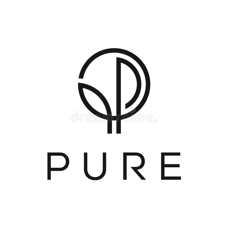 Initials letter P Pure Leaves Logo Design Inspiration, Organic Health Concept. Bulat vectors