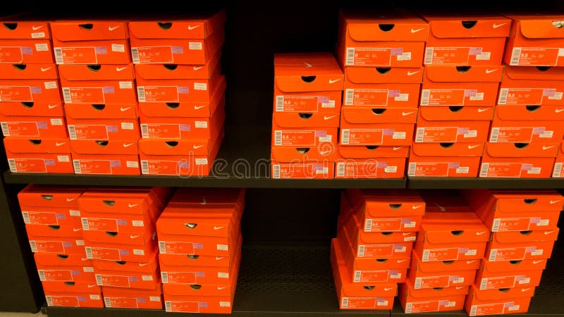 Background of Stacked Nike Shoes Boxes Editorial Image - Image of ...