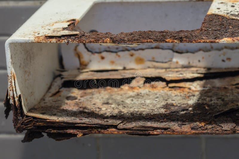 Surface Rust on the White Steel Surface. Stock Photo Image of