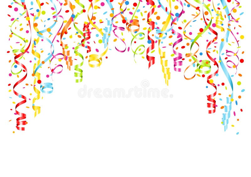 Free Vector  Colorful falling paper confetti and twirled party streamers  on a white