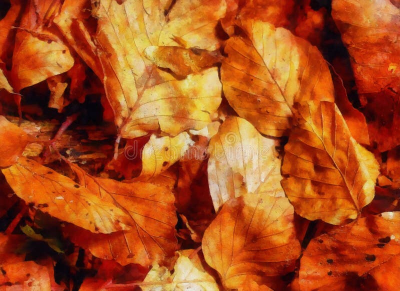Background structure of oak leaves and compuet painting effect. royalty free stock images