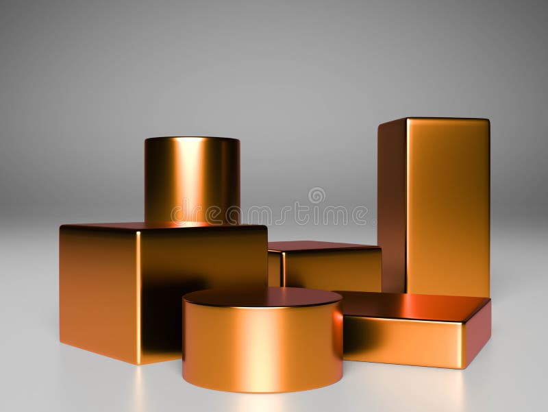 Background studio vector 3d gold rendering with podium and minimal scene, abstract background royalty free illustration