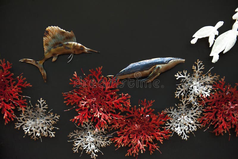 Background and texture of accessory for decoration on wall. Under the sea theme. stock photography