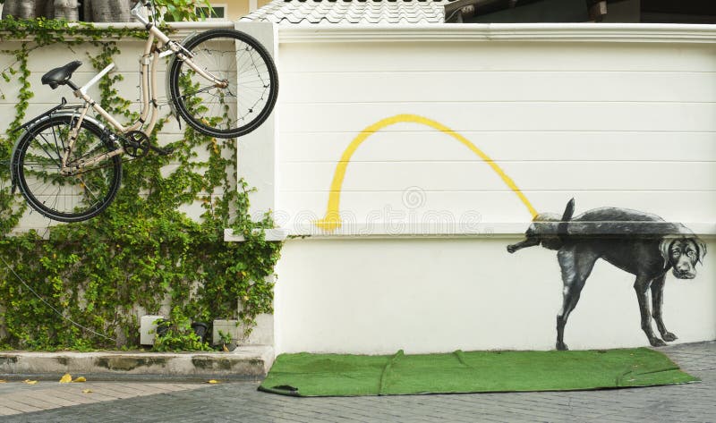 Background and texture of decoration on wall with painting. royalty free stock image