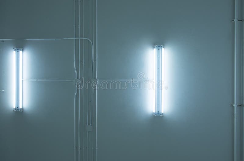 Background and texture of fluorescent lamp on ceiling royalty free stock photography