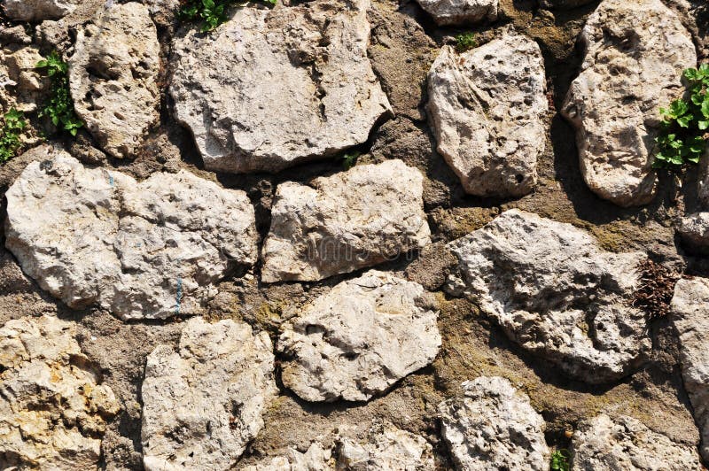 Background, texture. Large, untreated stones on the ground. royalty free stock image
