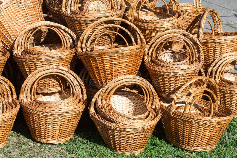 Background Texture. Wicker Baskets from Willow Rods Stock Image Image
