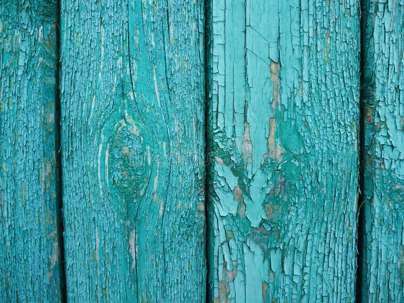 Background and Texture of Wooden Boards with Cracked Blue Paint. Stock