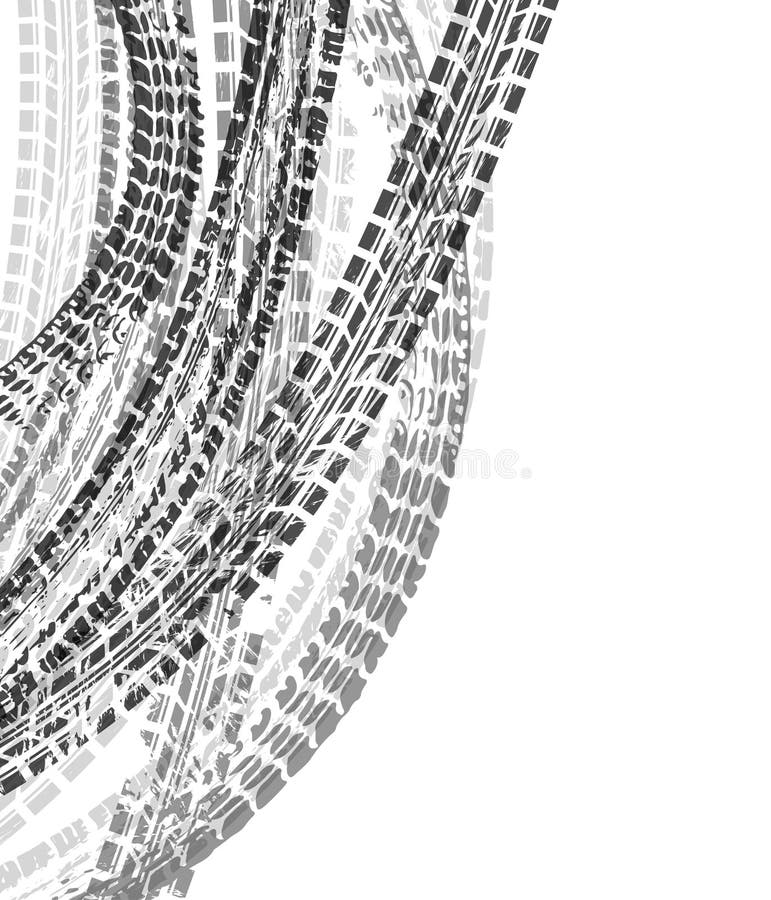 Background with Tire Wheel Marks of Cars. Vector Illustration Stock