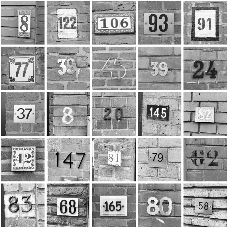 House Numbers, Numbering Collection, Collage Stock Image Image of