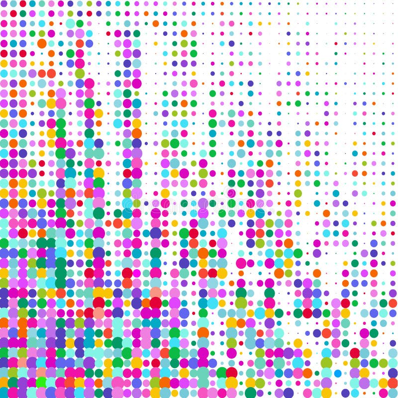 Background of Various Colored Dots of Different Sizes on White. Stock
