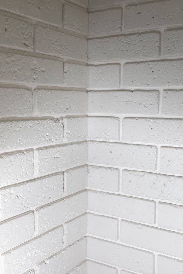 Background of White Brick Wall, Structural Decorative Plaster Brick
