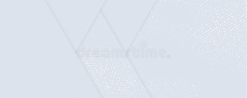 Background, white and gold glitter dots in halftone shine, vector geometric triangle gray gradient. Golden glitter dots circle and