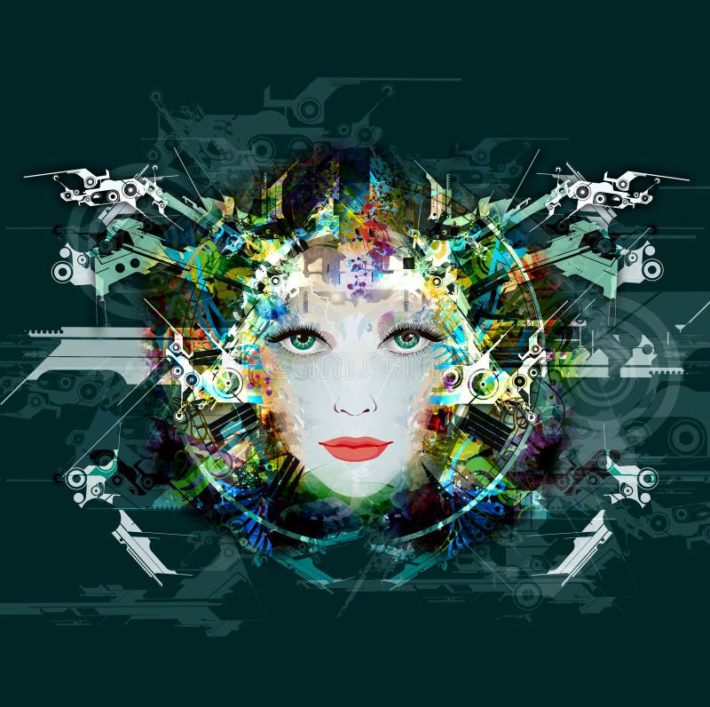 Background with woman face stock illustration