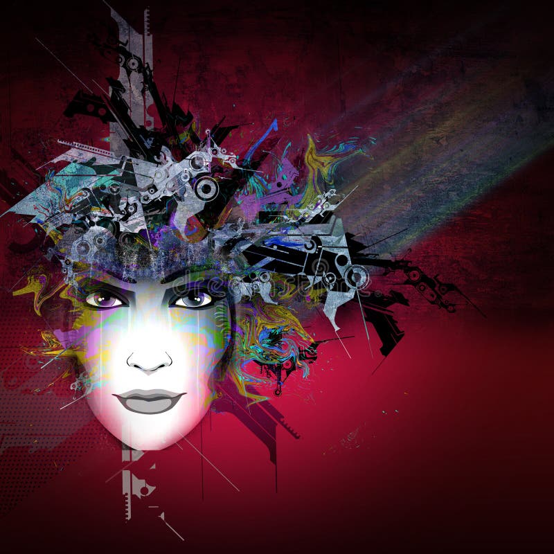 Background with woman face vector illustration