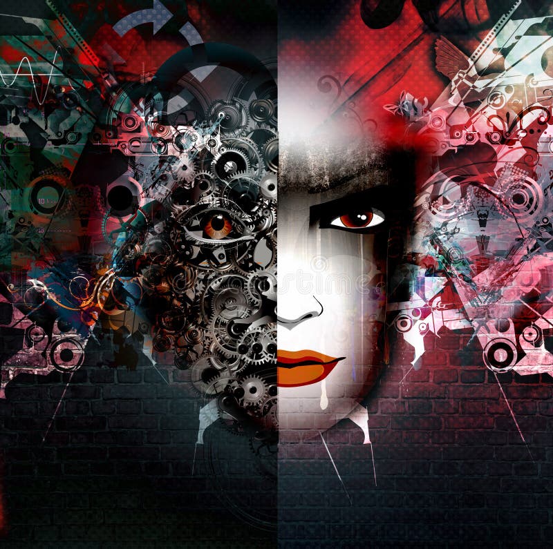 Background with woman face vector illustration
