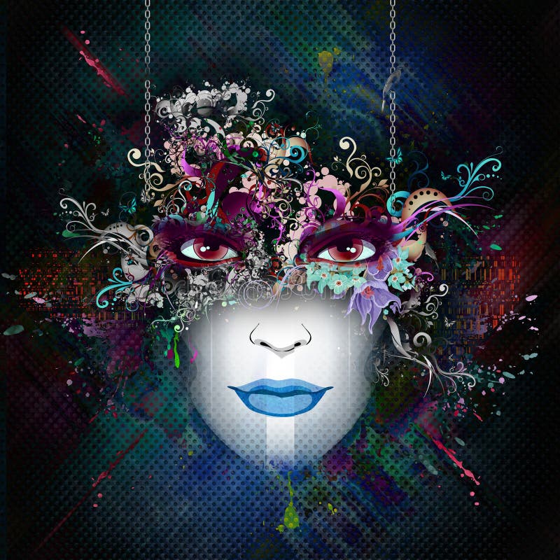Background with woman face vector illustration