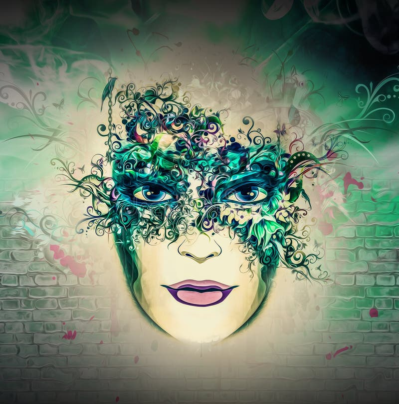 Background with woman face stock illustration