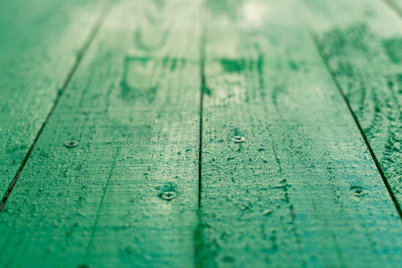 Background of Wooden Boards Just Painted with Green Paint Stock Photo