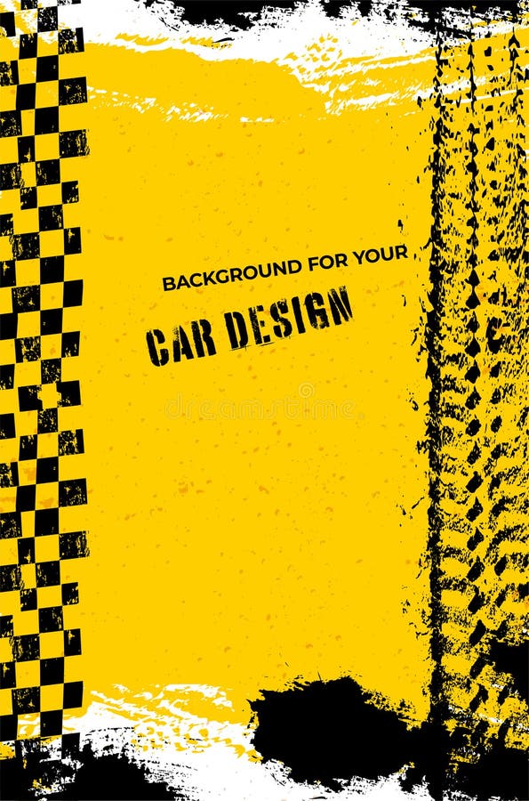 Background for your car design with tire tracks and chess flag pattern stock illustration
