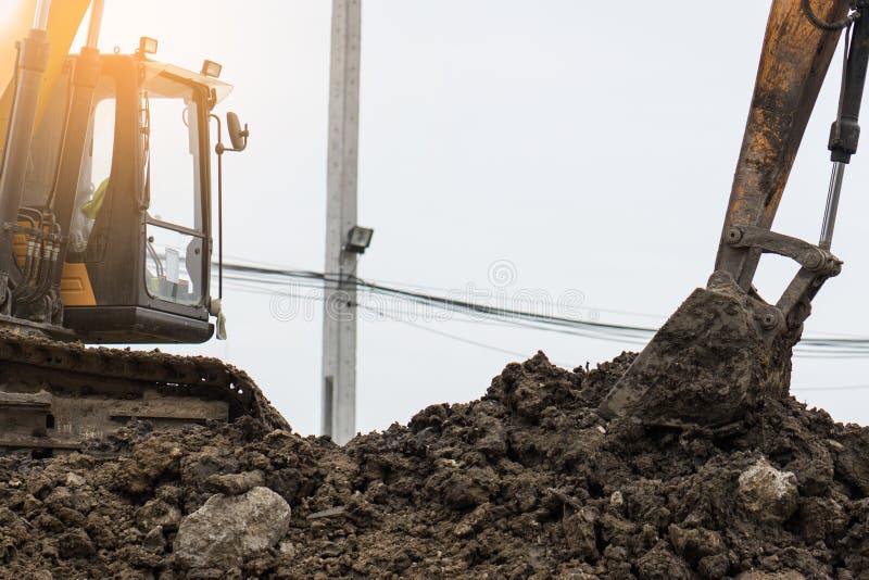 Backhoe Car Was Digging a Pit at Construction Site Stock Image Image