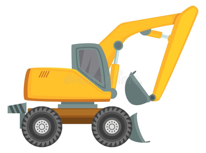 Backhoe Grader. Construction Loader Machine Stock Vector Illustration
