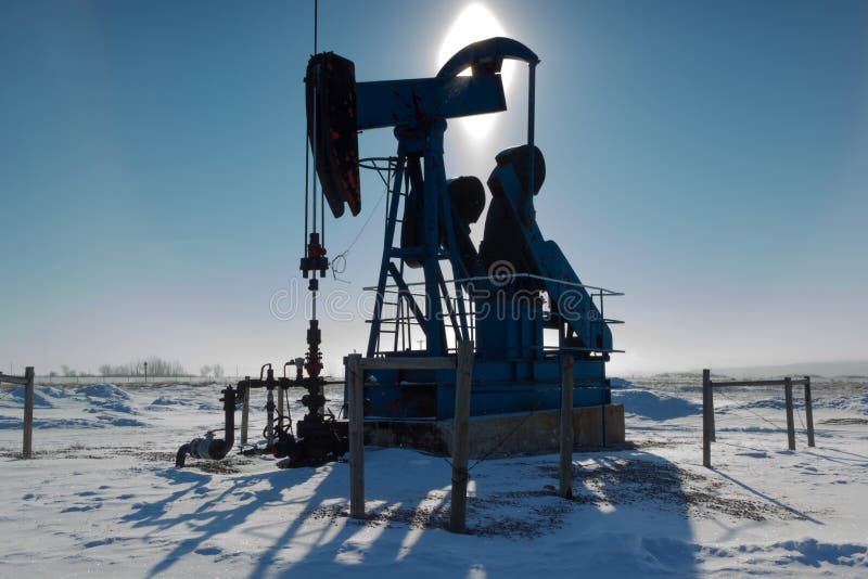 Backlit Pump Jack Alberta Canada Stock Photos Free & RoyaltyFree