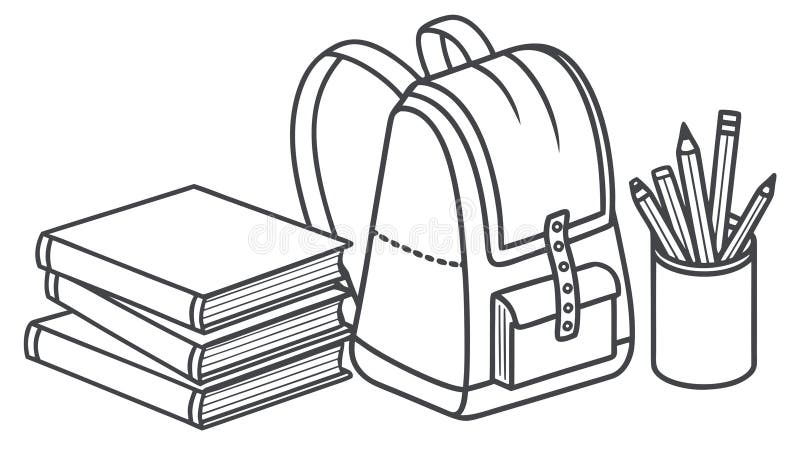 Backpack and books, school essentials, vector design Generative AI vector illustration