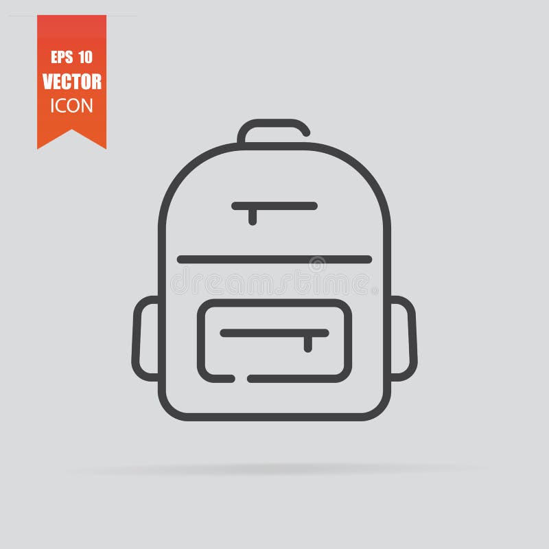 Backpack Icon in Flat Style Isolated on Grey Background Stock Vector ...