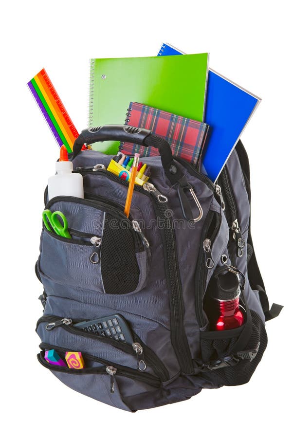 Backpack With School Supplies royalty free stock images