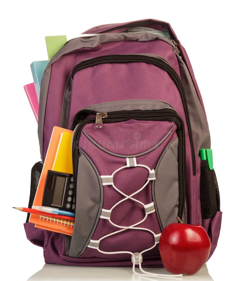 Backpack with School Supplies Stock Image Image of packsack, exercise
