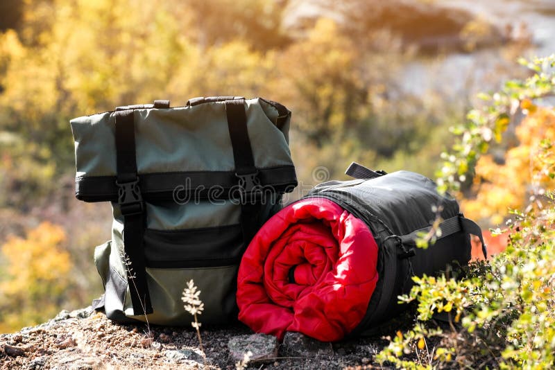 camping backpack with sleeping bag