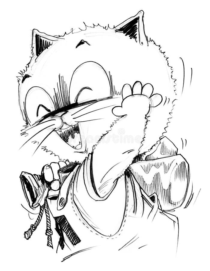 Backpacker Cat Travel Cartoon Design Pencil Sketch Stock Illustration -  Illustration of emotional, feeling: 85764904