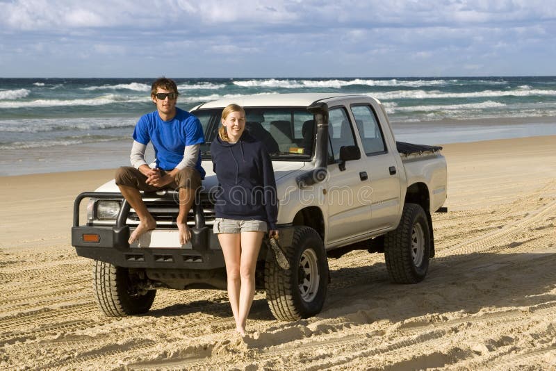 Backpackers 4WDing on Australia's Fraser Island stock photos Backpackers 4WDing on Australia's Fraser Island stock photos