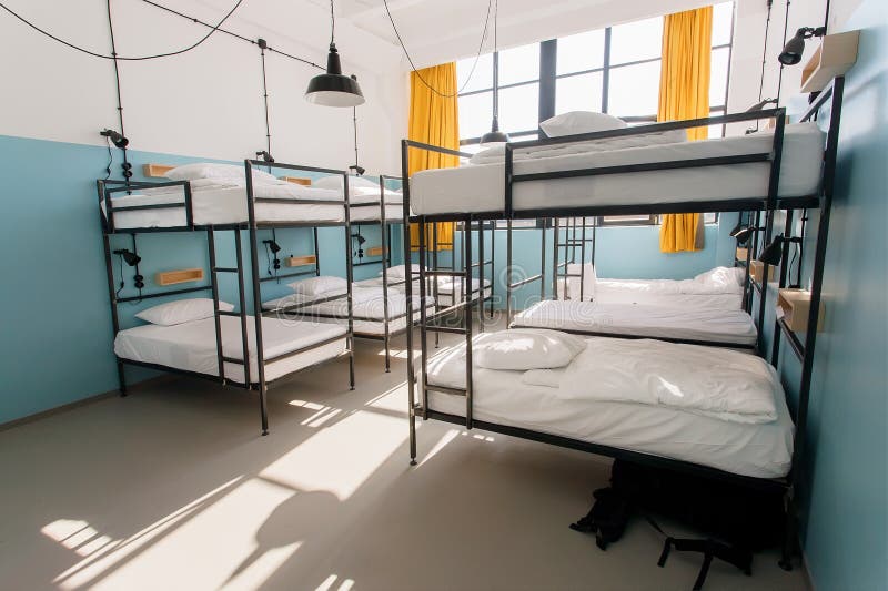 Backpackers Hostel With Modern Bunk Beds In Dorm Room For ...