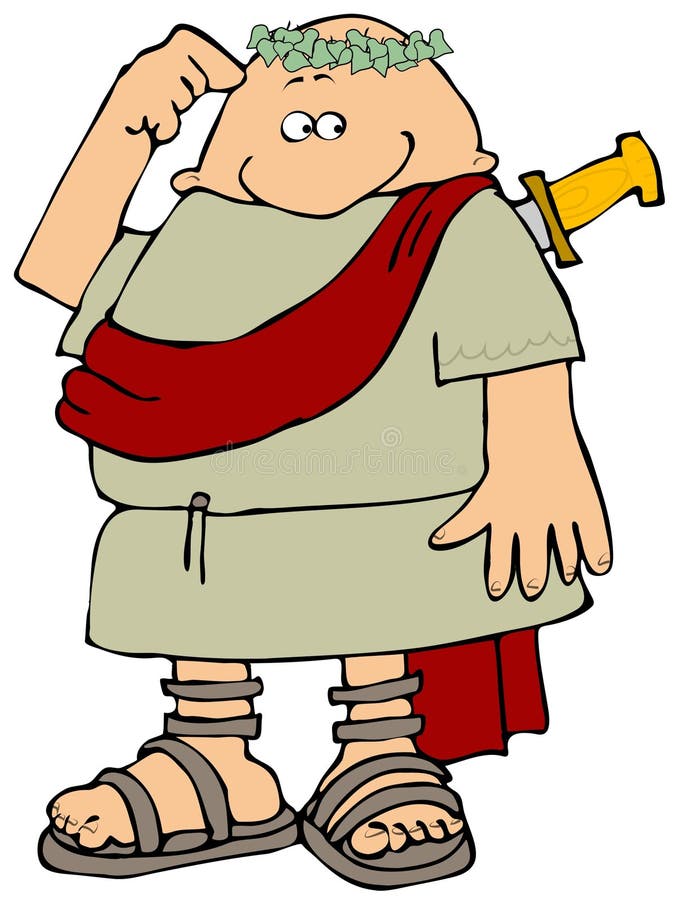 This illustration depicts a Roman man dressed in a toga with a knife in his back. This illustration depicts a Roman man dressed in a toga with a knife in his back.