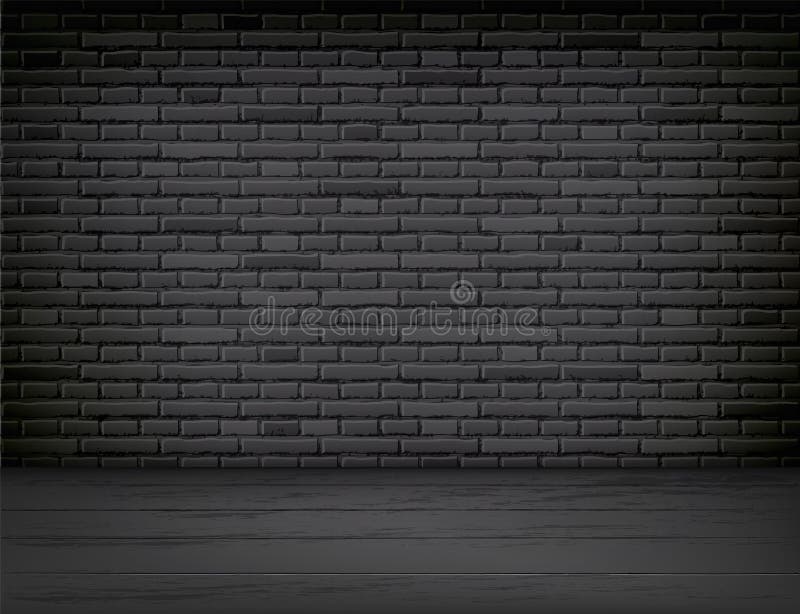 Backsteinmauer-Holzfußbodenraum des Vektors realistischer schwarzer vektor abbildung