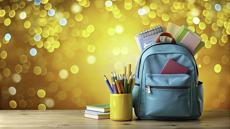 BacktoSchool Essentials Générique AIPowered School sac à dos et collection de papeterie dévoilé illustration de vecteur