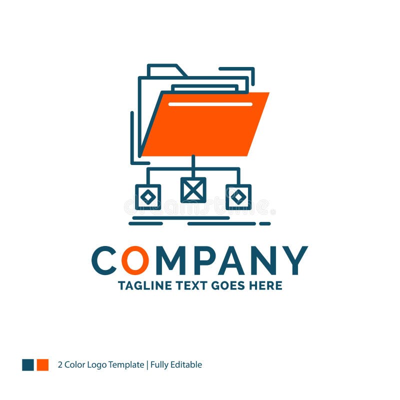 Backup, data, files, folder, network Logo Design. Blue and Orang vector illustration