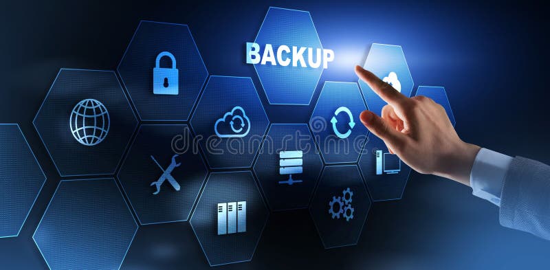 Backup Data Internet Technology Business concept On Virtual Screen. royalty free illustration