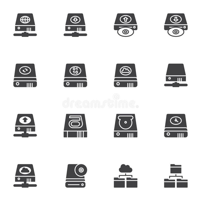 Backup data and recovery vector icons set vector illustration