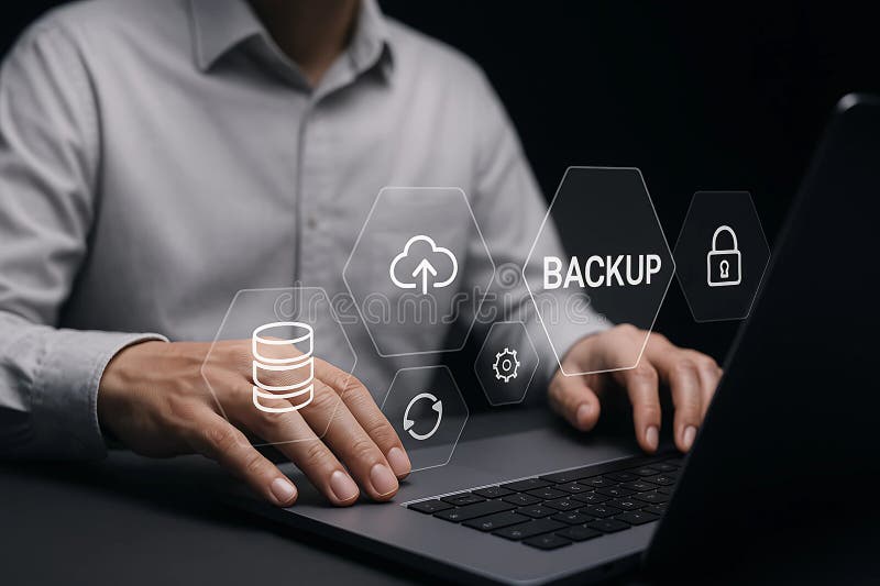 Backup Data Storage Technology Concept: An Efficient Document Sharing System royalty free illustration