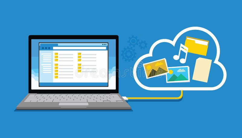 Backup data storage to cloud vector illustration
