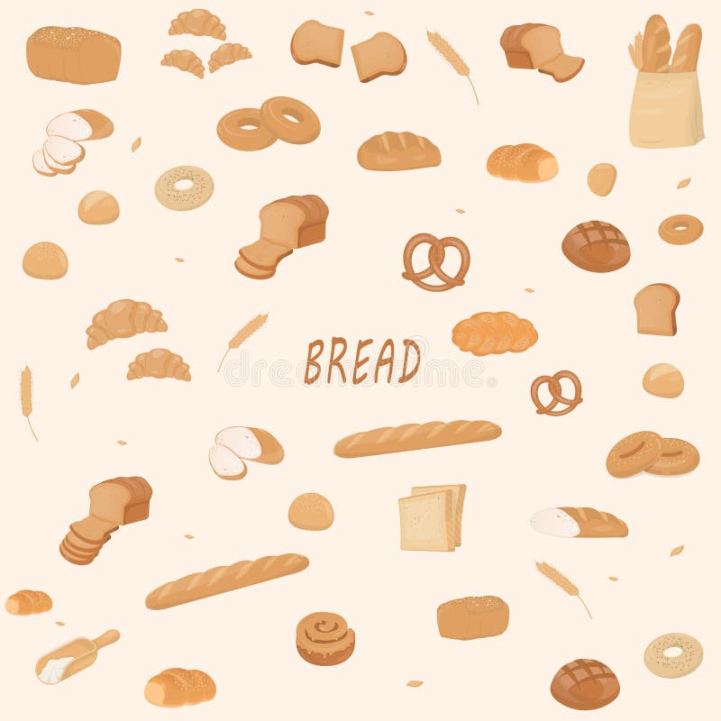 Backwaren mit Textbrot stock abbildung