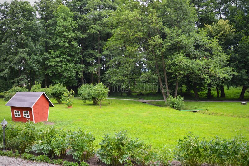 Backyard Forest Children House Stock Photo Image of green, back 49338626
