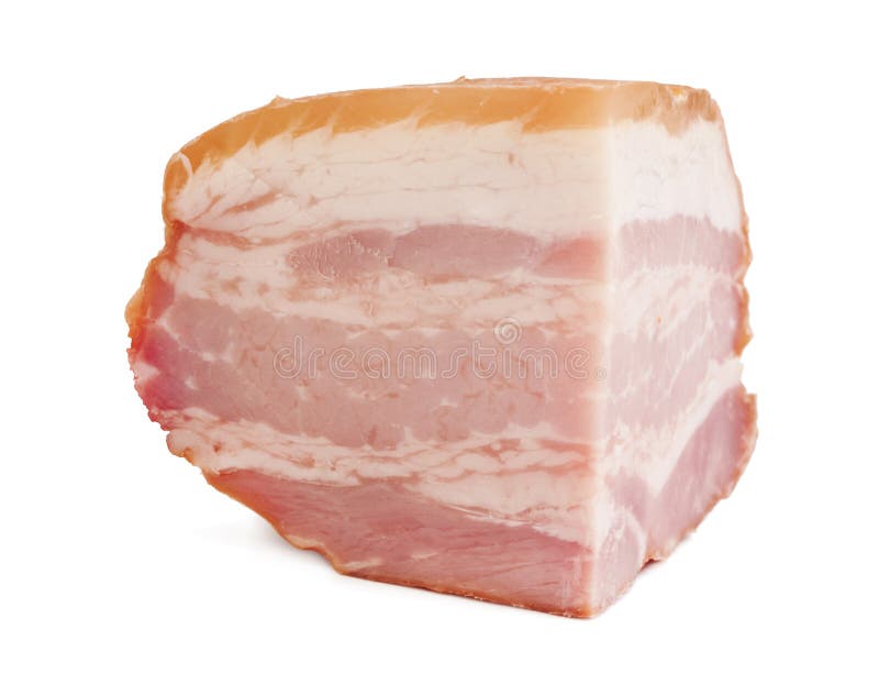 Raw bacon isolated against white background