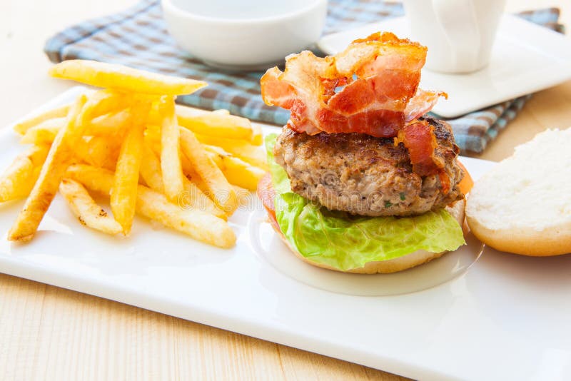 Bacon Burger stock photo. Image of drink, fried, fast - 29026954